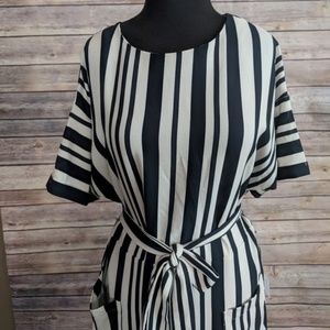 Felicity & Coco Vertical Striped Dress black/white